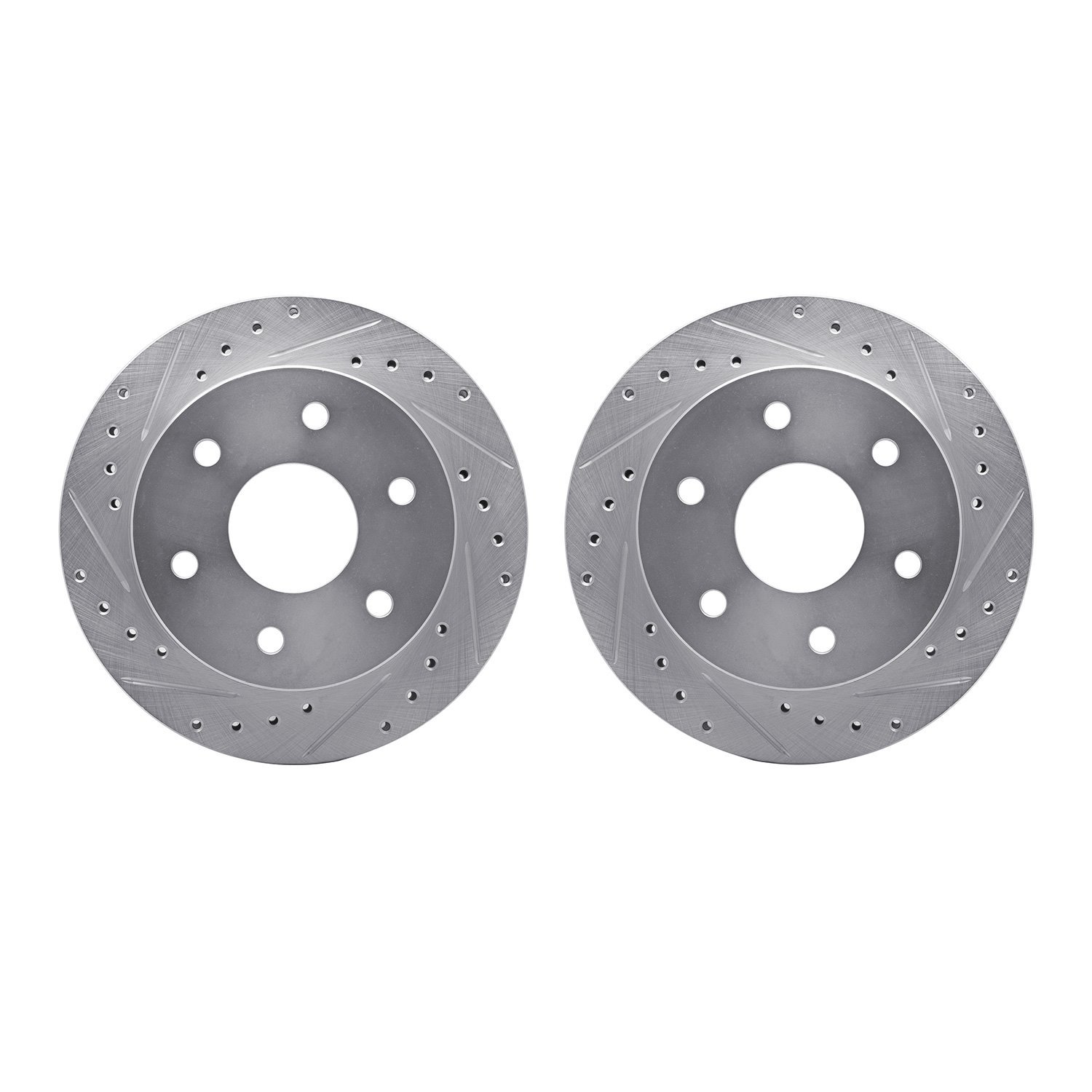 7002-48007 Drilled/Slotted Brake Rotors [Silver], 1988-2000 GM, Position: Front