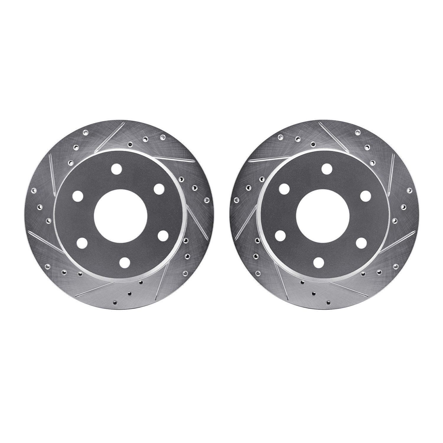 7002-48042 Drilled/Slotted Brake Rotors [Silver], 1988-1991 GM, Position: Front