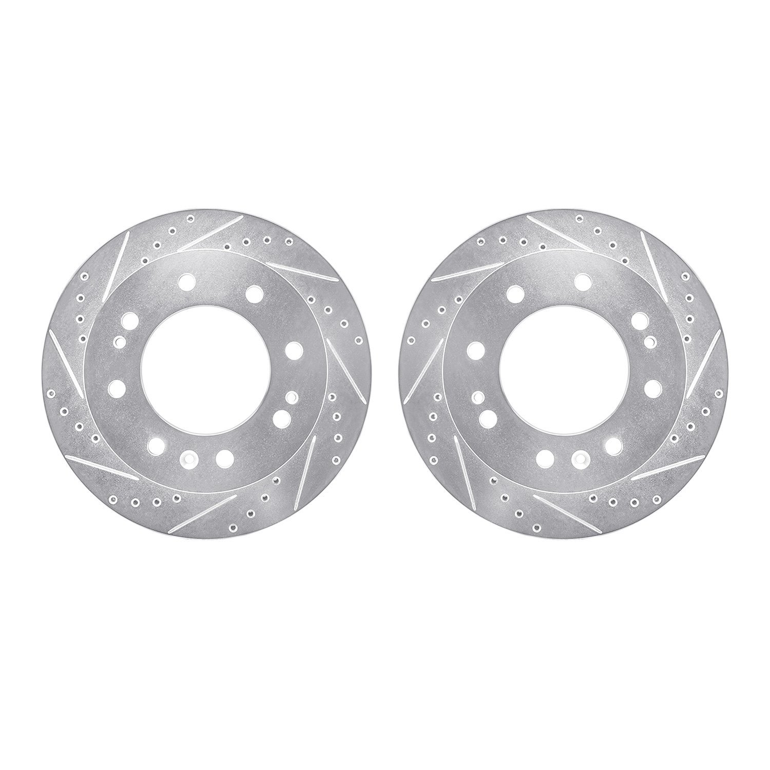7002-48047 Drilled/Slotted Brake Rotors [Silver], Fits Select GM, Position: Front