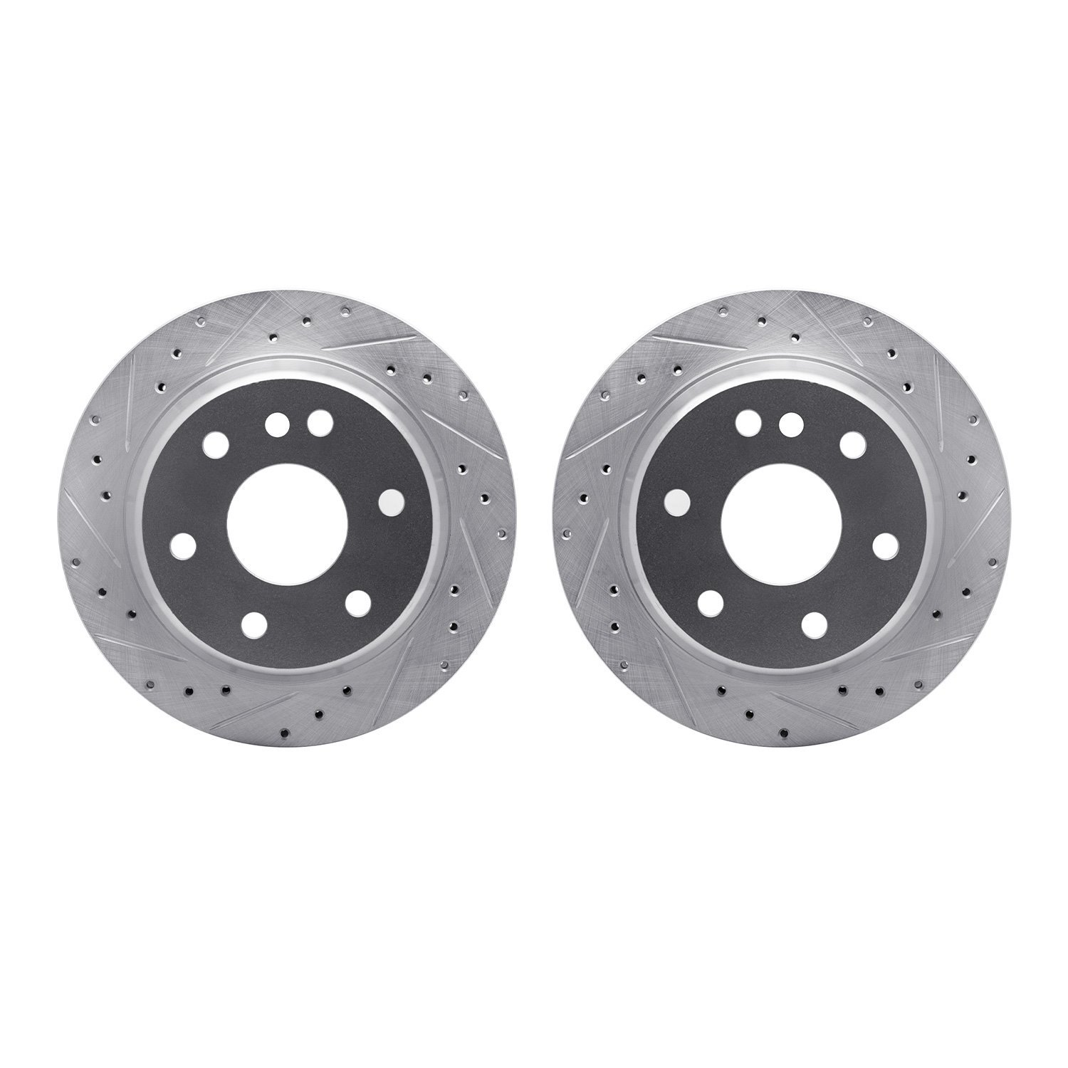 7002-48055 Drilled/Slotted Brake Rotors [Silver], 2000-2014 GM, Position: Rear