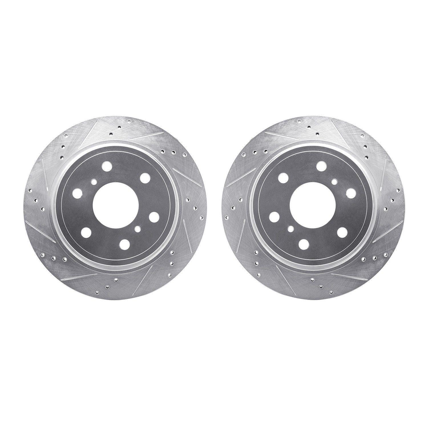 7002-48056 Drilled/Slotted Brake Rotors [Silver], 2007-2020 GM, Position: Rear