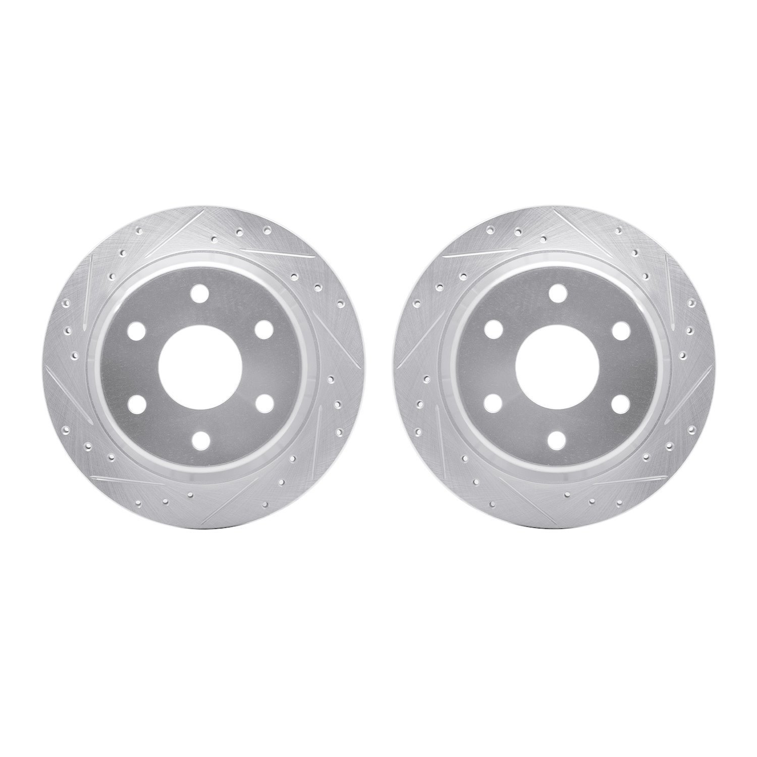 7002-48057 Drilled/Slotted Brake Rotors [Silver], 1999-2007 GM, Position: Rear