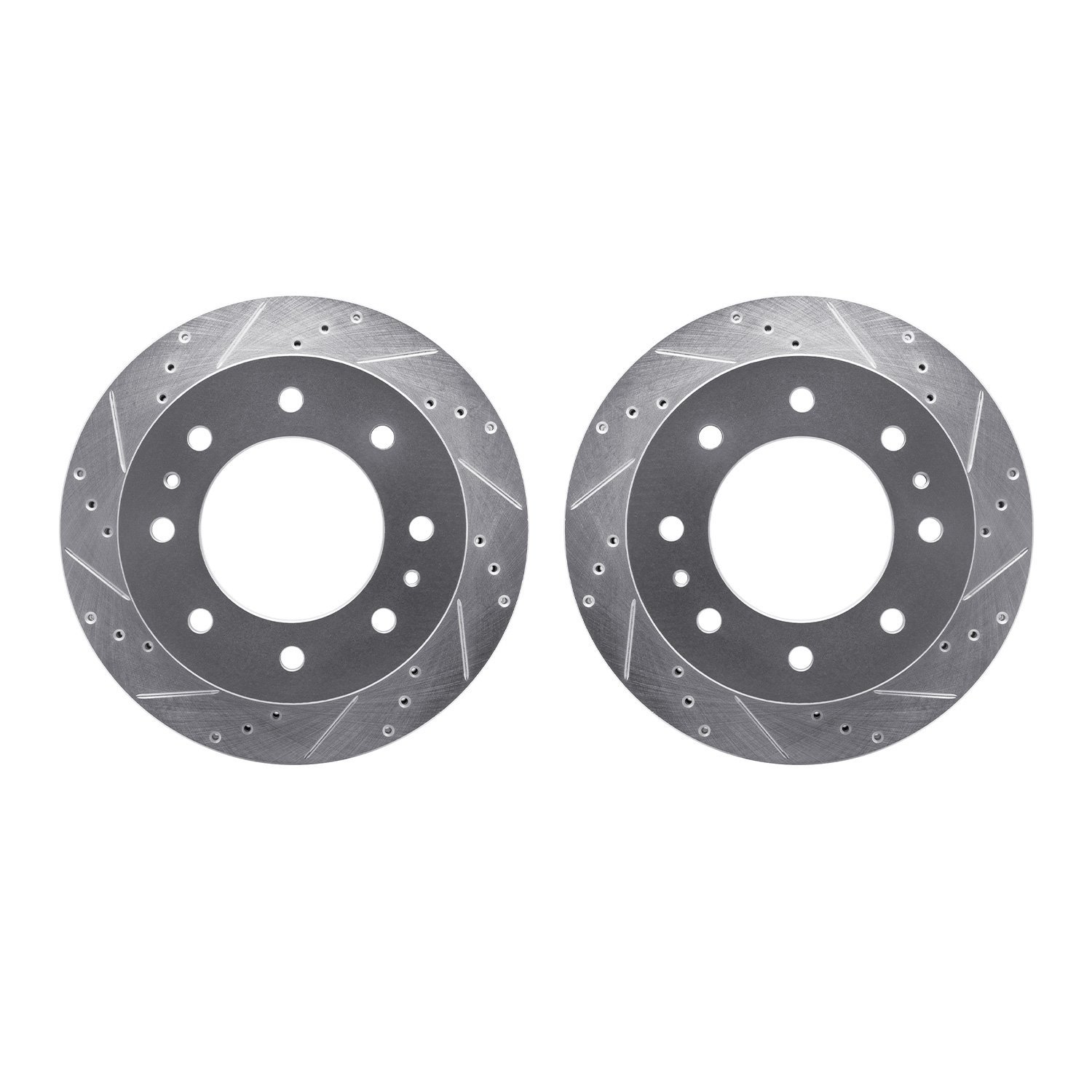7002-48069 Drilled/Slotted Brake Rotors [Silver], Fits Select GM, Position: Rear