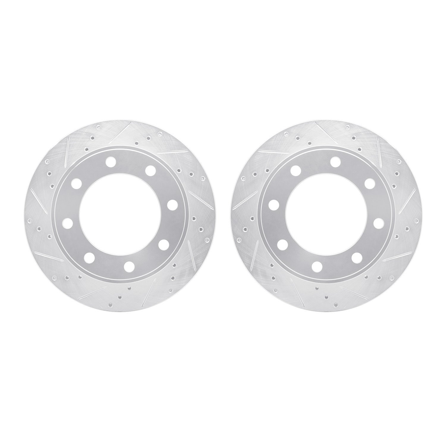7002-54063 Drilled/Slotted Brake Rotors [Silver], 1999-2005 Ford/Lincoln/Mercury/Mazda, Position: Front