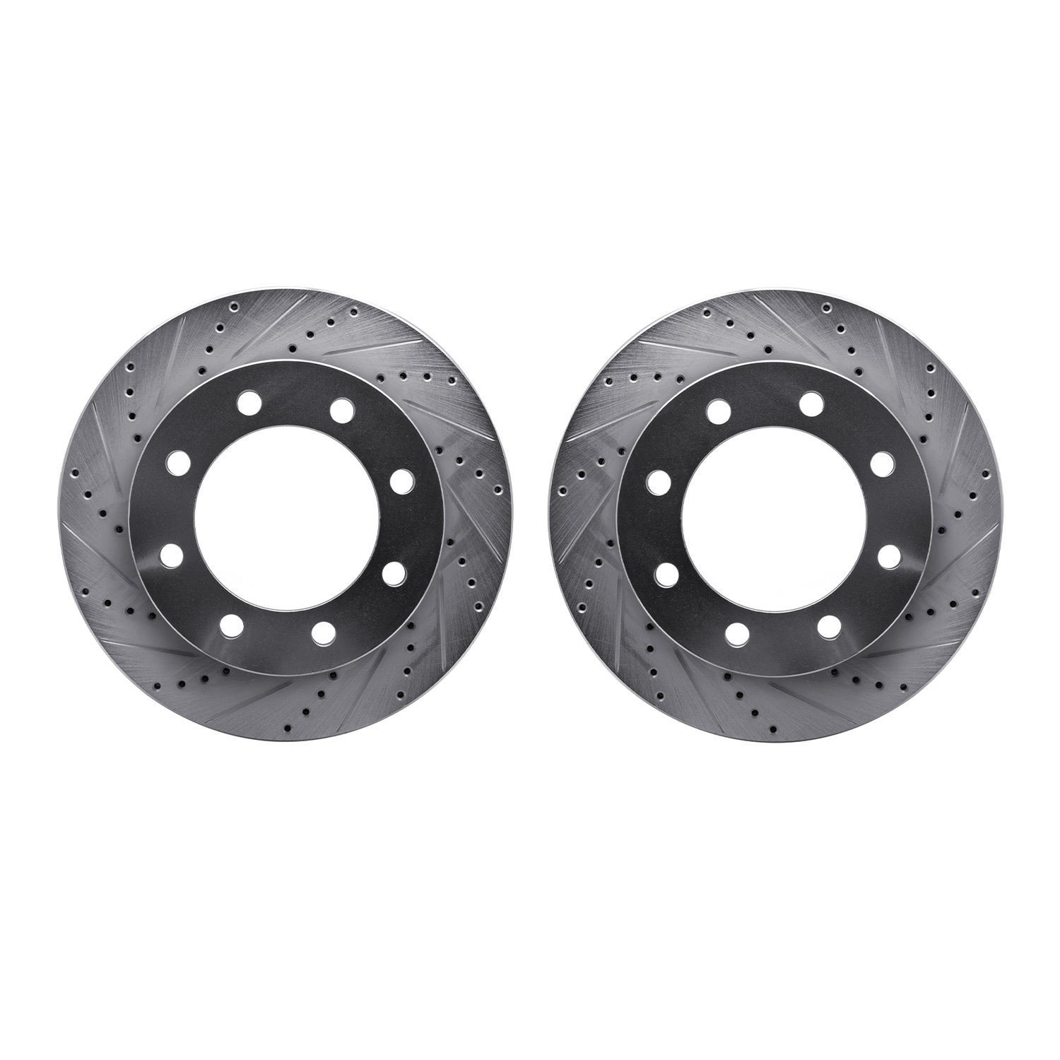 7002-54120 Drilled/Slotted Brake Rotors [Silver], 2005-2012 Ford/Lincoln/Mercury/Mazda, Position: Front