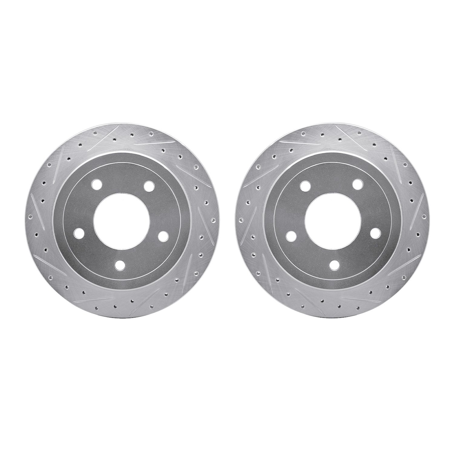 7002-54187 Drilled/Slotted Brake Rotors [Silver], 2004-2006 Ford/Lincoln/Mercury/Mazda, Position: Rear