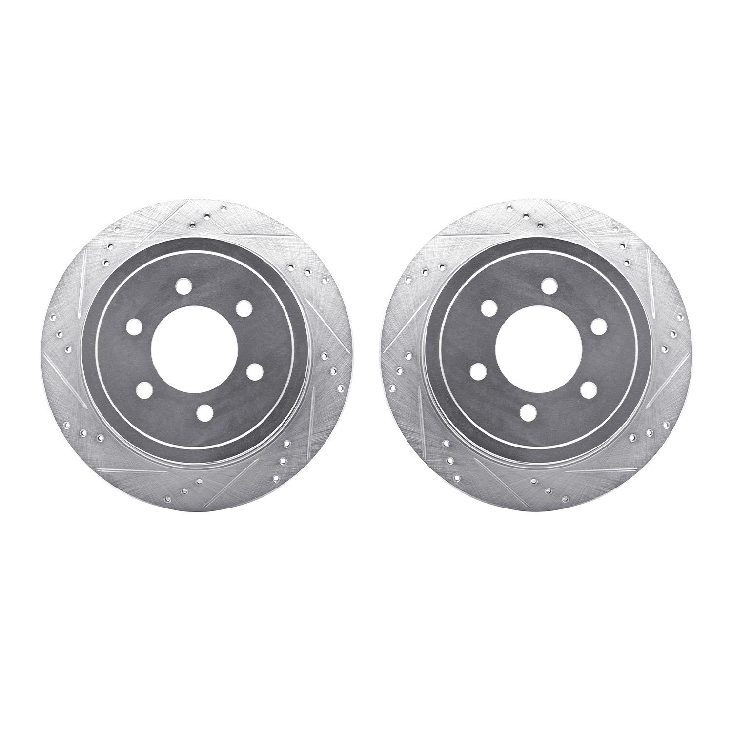 7002-54215 Drilled/Slotted Brake Rotors [Silver], 2004-2011 Ford/Lincoln/Mercury/Mazda, Position: Rear
