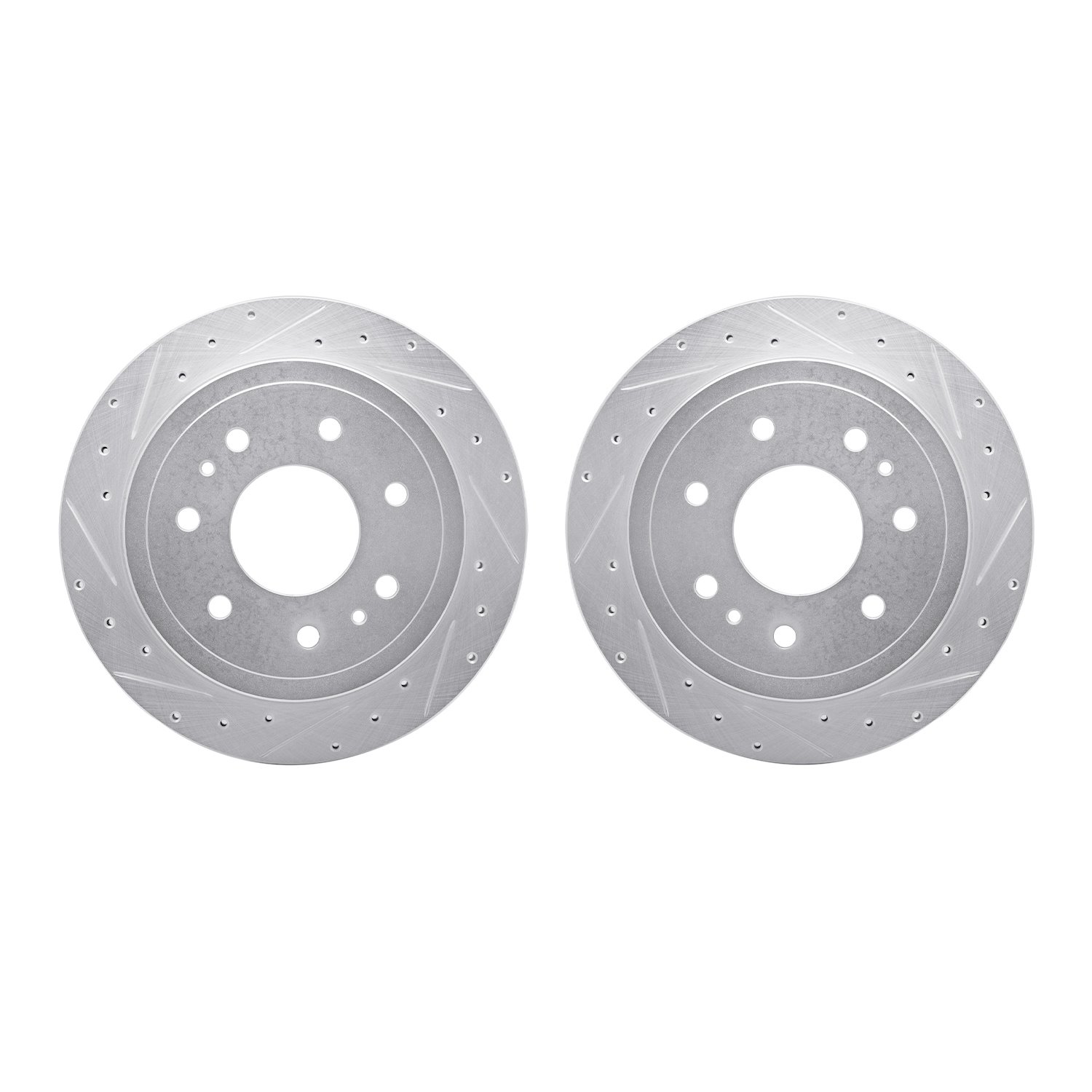 7002-54216 Drilled/Slotted Brake Rotors [Silver], 2004-2011 Ford/Lincoln/Mercury/Mazda, Position: Rear