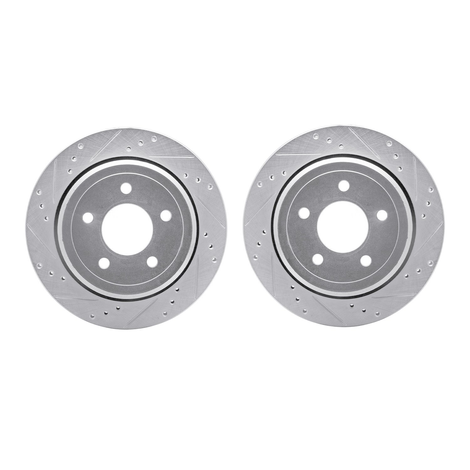 7002-56016 Drilled/Slotted Brake Rotors [Silver], 2003-2011 Ford/Lincoln/Mercury/Mazda, Position: Rear