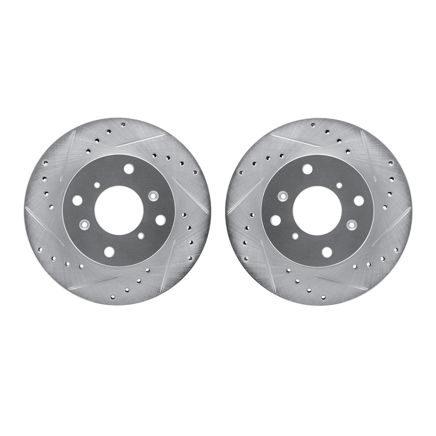 7002-59002 Drilled/Slotted Brake Rotors [Silver], 1998-2002 Acura/Honda, Position: Front