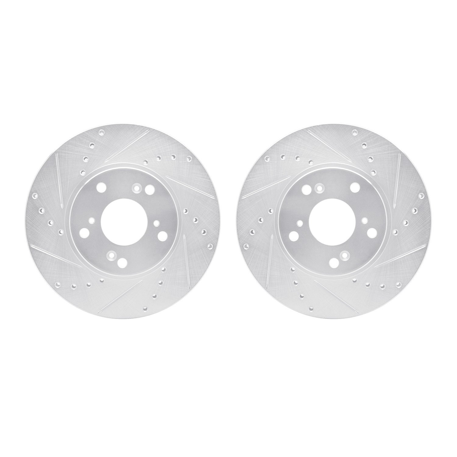 7002-59004 Drilled/Slotted Brake Rotors [Silver], 1998-2021 Acura/Honda, Position: Front