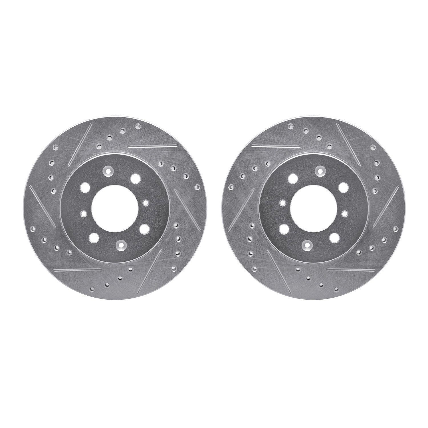 7002-59006 Drilled/Slotted Brake Rotors [Silver], 1990-2014 Acura/Honda, Position: Front