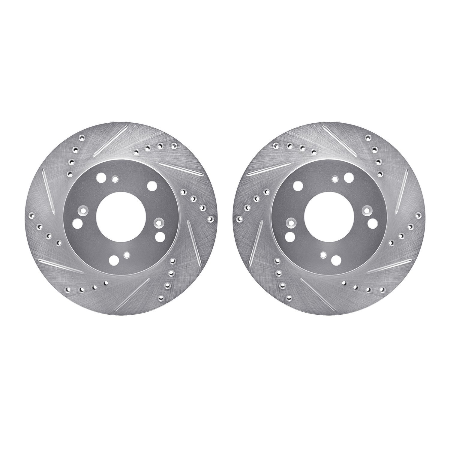 7002-59007 Drilled/Slotted Brake Rotors [Silver], 2012-2015 Acura/Honda, Position: Front