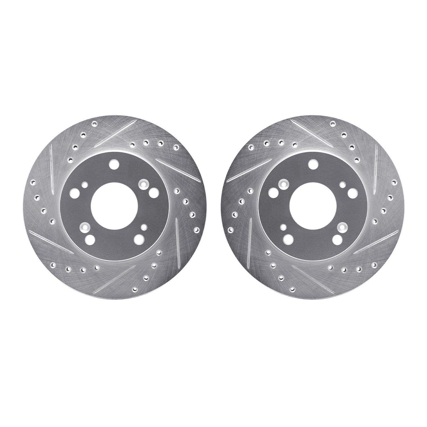 7002-59015 Drilled/Slotted Brake Rotors [Silver], 2002-2015 Acura/Honda, Position: Front