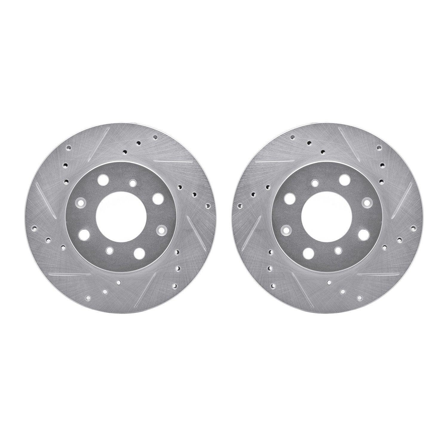 7002-59029 Drilled/Slotted Brake Rotors [Silver], 1990-2000 Acura/Honda, Position: Front
