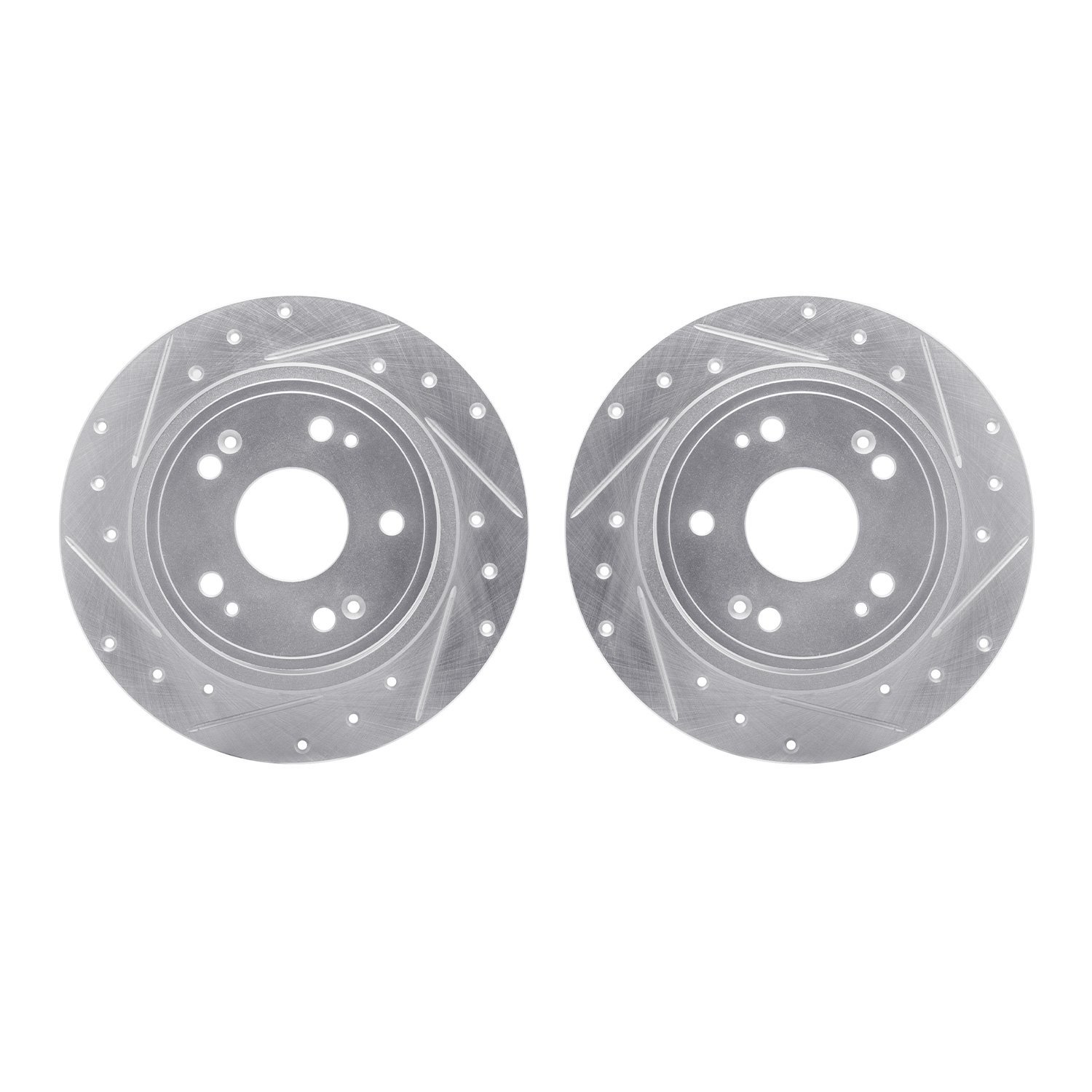 7002-59046 Drilled/Slotted Brake Rotors [Silver], Fits Select Acura/Honda, Position: Rear