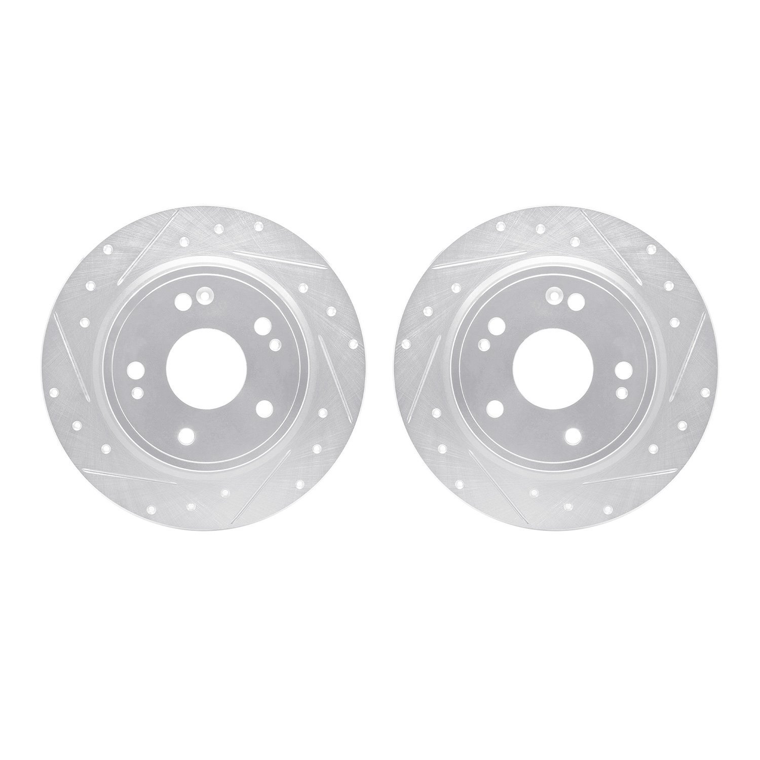 7002-59057 Drilled/Slotted Brake Rotors [Silver], Fits Select Acura/Honda, Position: Rear