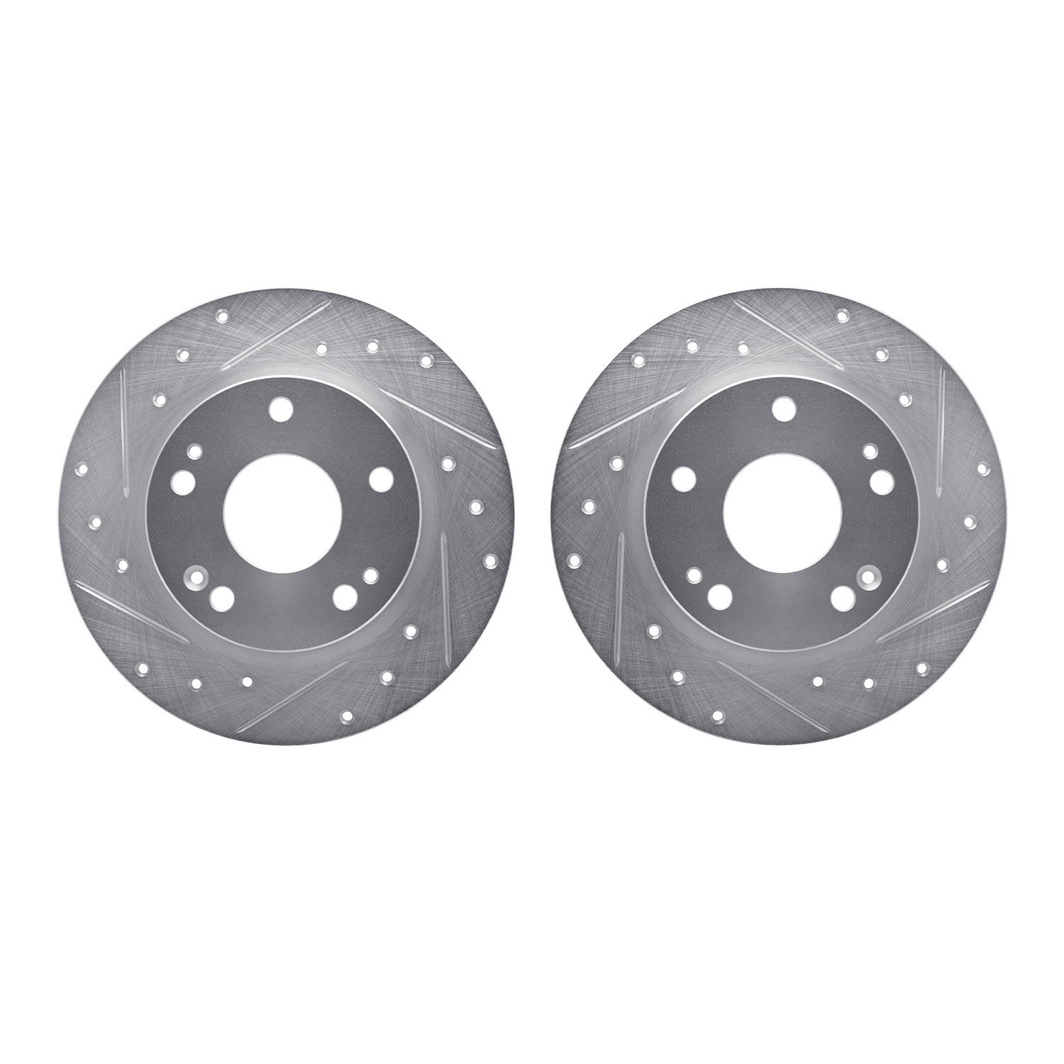 7002-59058 Drilled/Slotted Brake Rotors [Silver], Fits Select Acura/Honda, Position: Rear