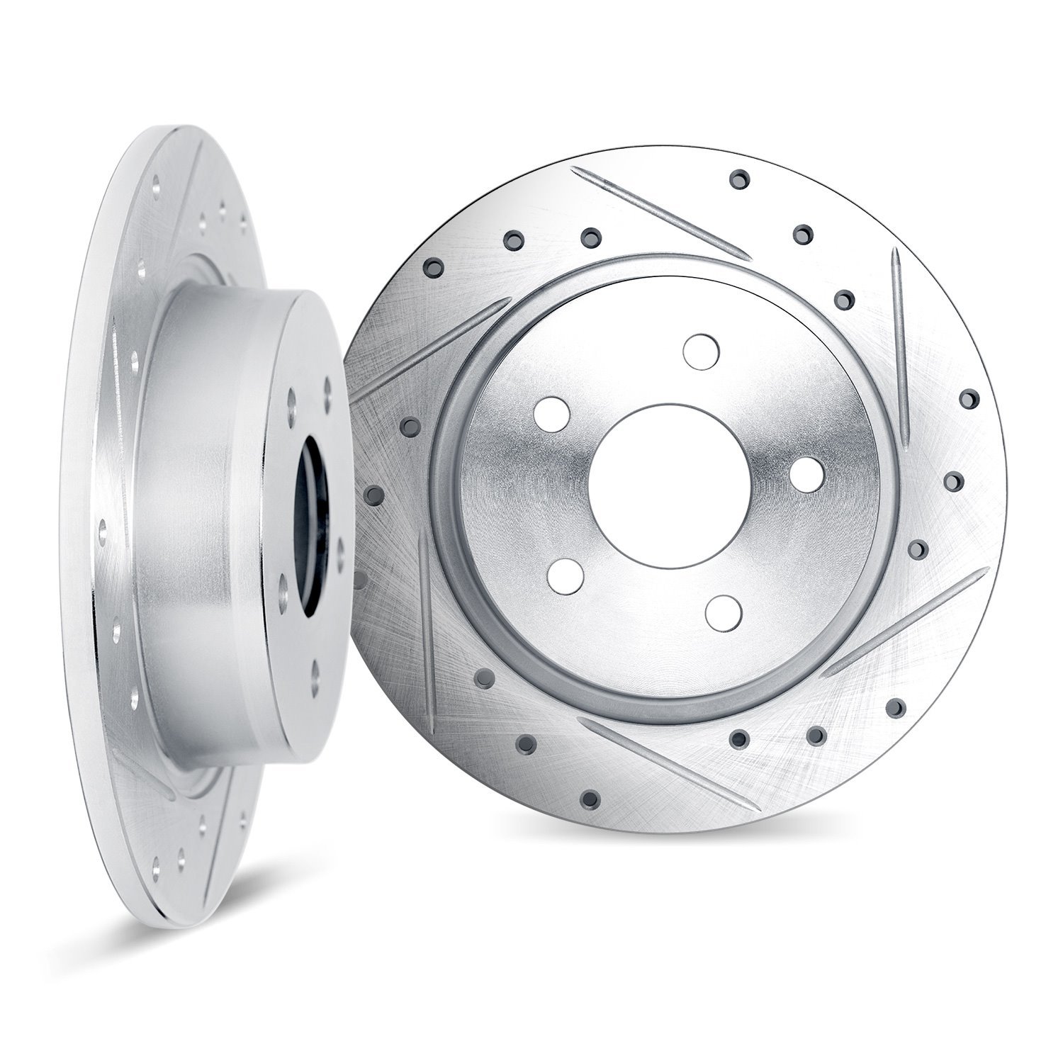 7002-59066 Drilled/Slotted Brake Rotors [Silver], Fits Select Acura/Honda, Position: Rear