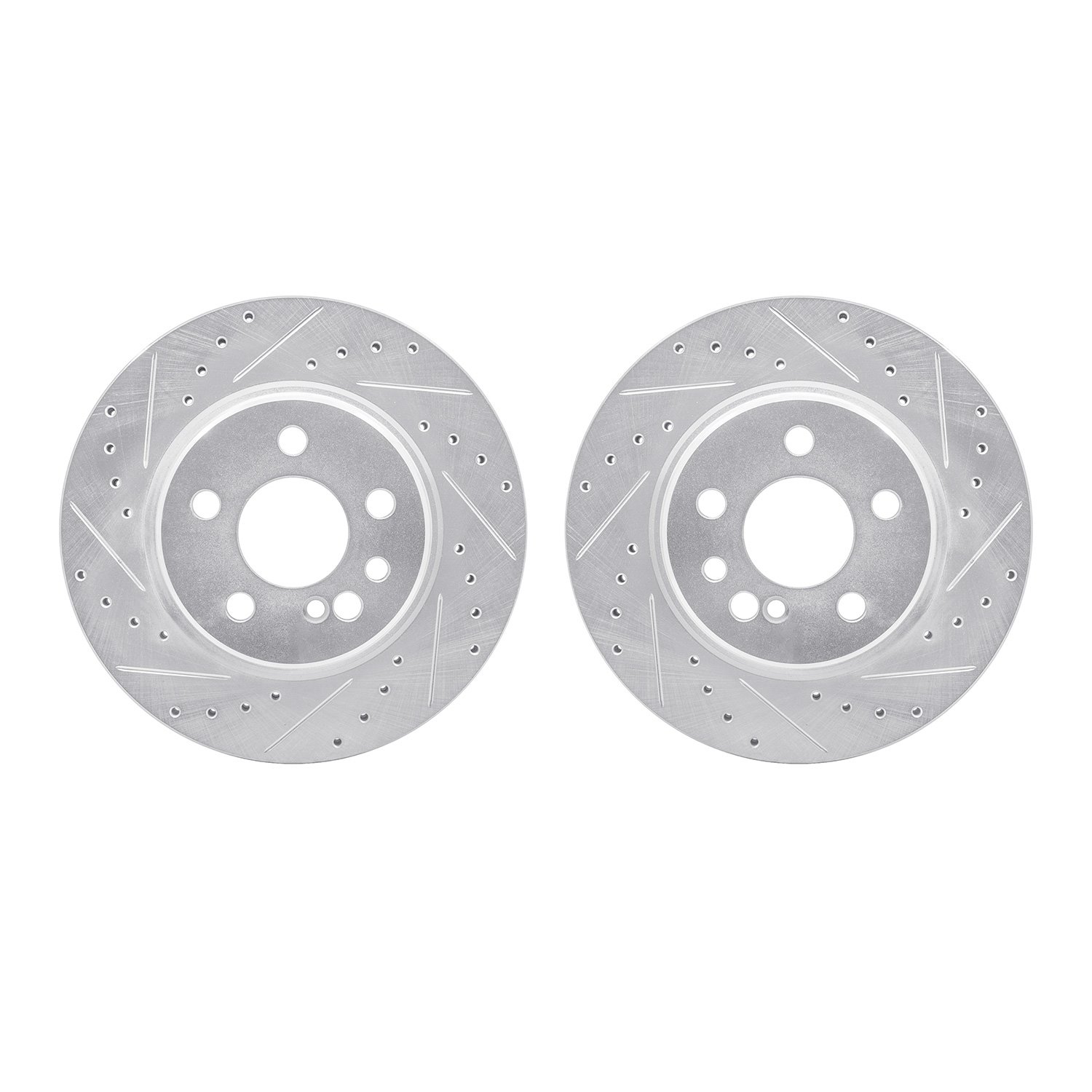 7002-63092 Drilled/Slotted Brake Rotors [Silver], 1992-1999 Mercedes-Benz, Position: Rear