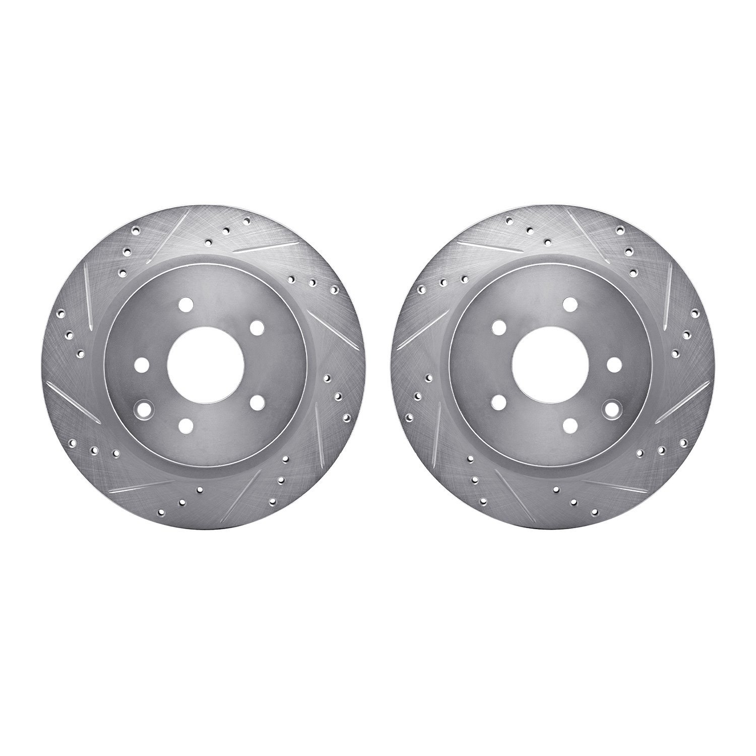 7002-67078 Drilled/Slotted Brake Rotors [Silver], Fits Select Infiniti/Nissan, Position: Rear