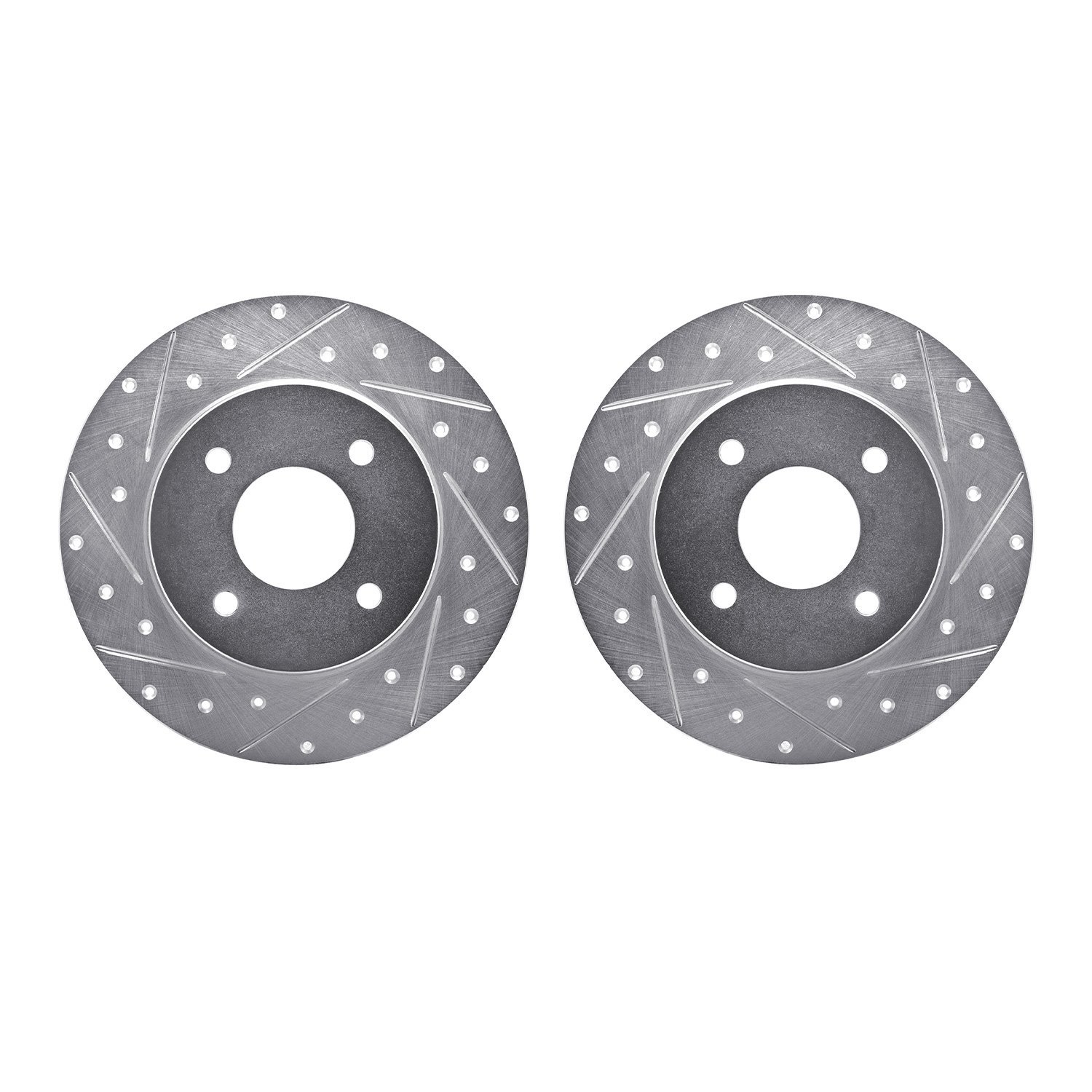 7002-67105 Drilled/Slotted Brake Rotors [Silver], 2004-2006 Infiniti/Nissan, Position: Rear