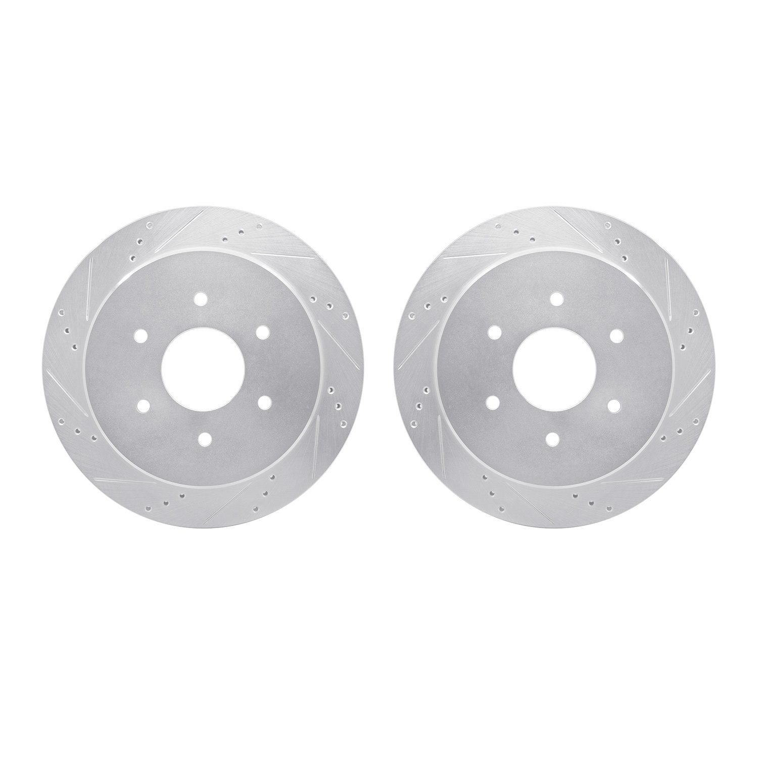 7002-67107 Drilled/Slotted Brake Rotors [Silver], Fits Select Infiniti/Nissan, Position: Rear