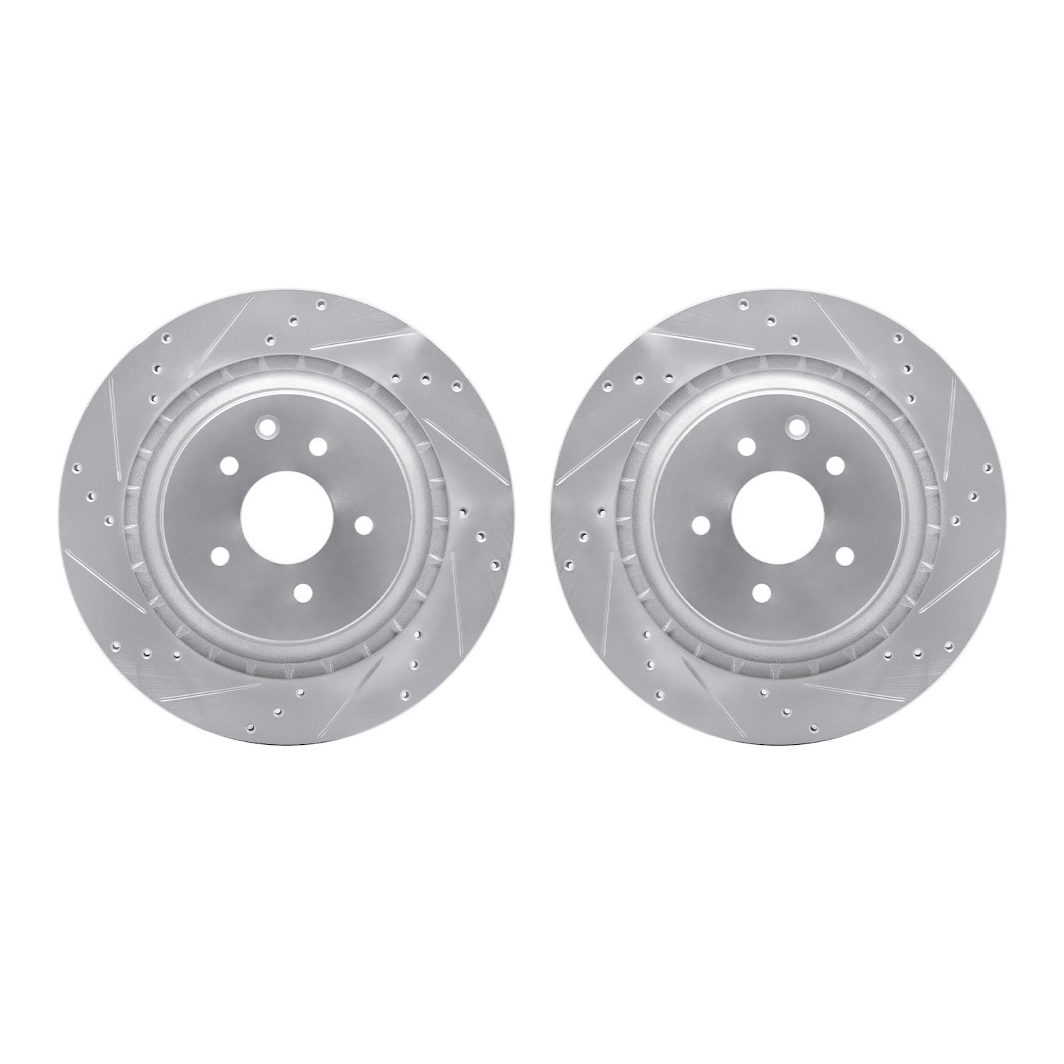 7002-68013 Drilled/Slotted Brake Rotors [Silver], 2008-2020 Infiniti/Nissan, Position: Rear