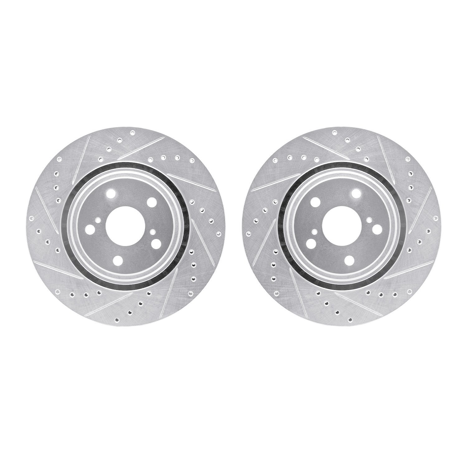 7002-76019 Drilled/Slotted Brake Rotors [Silver], 2008-2021 Lexus/Toyota/Scion, Position: Front