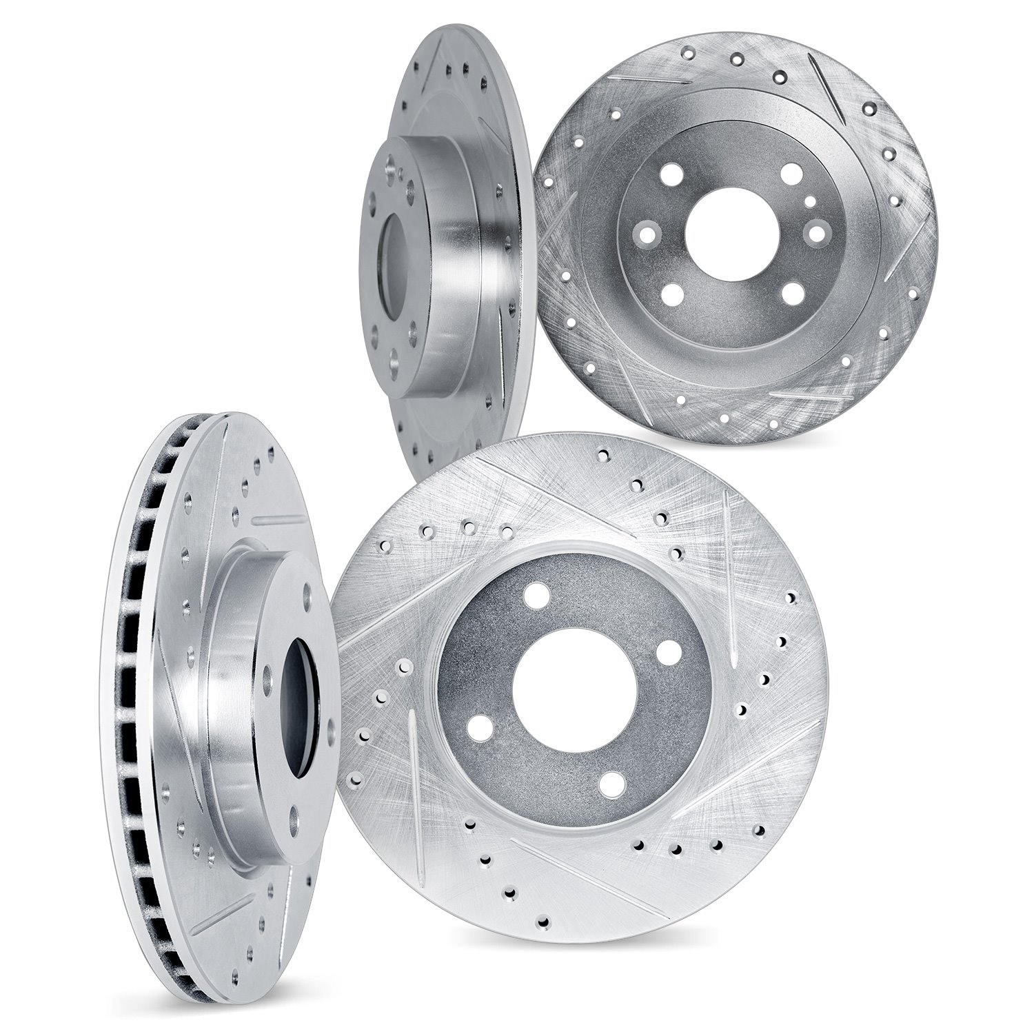 7004-27018 Drilled/Slotted Brake Rotors [Silver], 1993-1995 Volvo, Position: Front and Rear