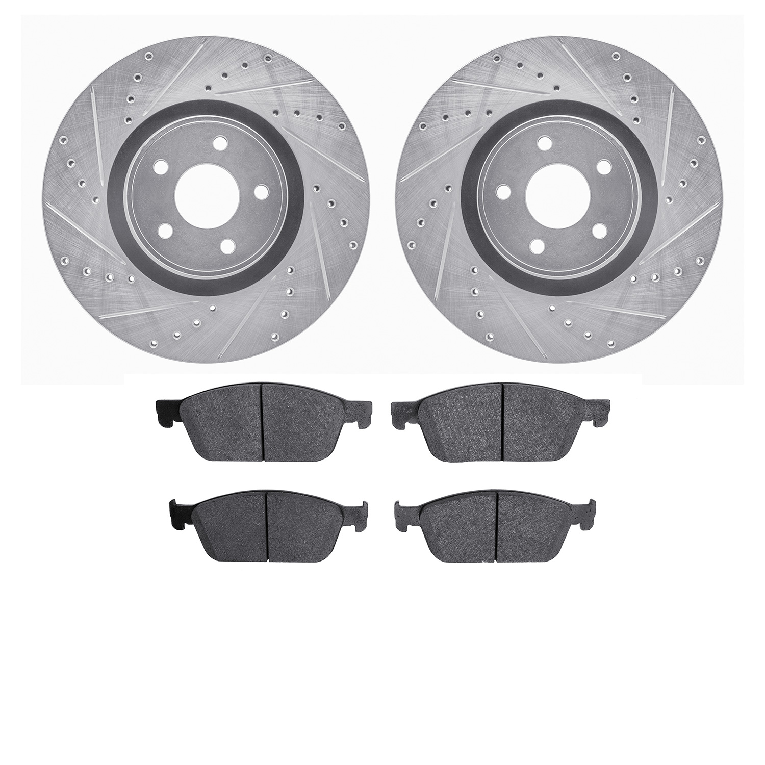 7302-54226 Drilled/Slotted Brake Rotor with 3000-Series Ceramic Brake Pads Kit [Silver], 2014-2019 Ford/Lincoln/Mercury/Mazda, P