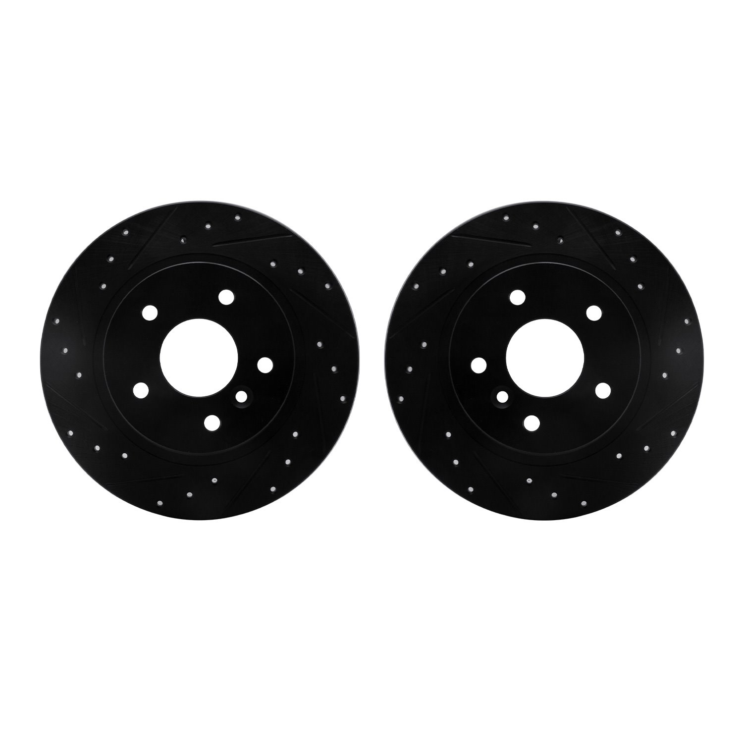 8002-11021 Drilled/Slotted Brake Rotors [Black], 1994-2004 Land Rover, Position: Rear