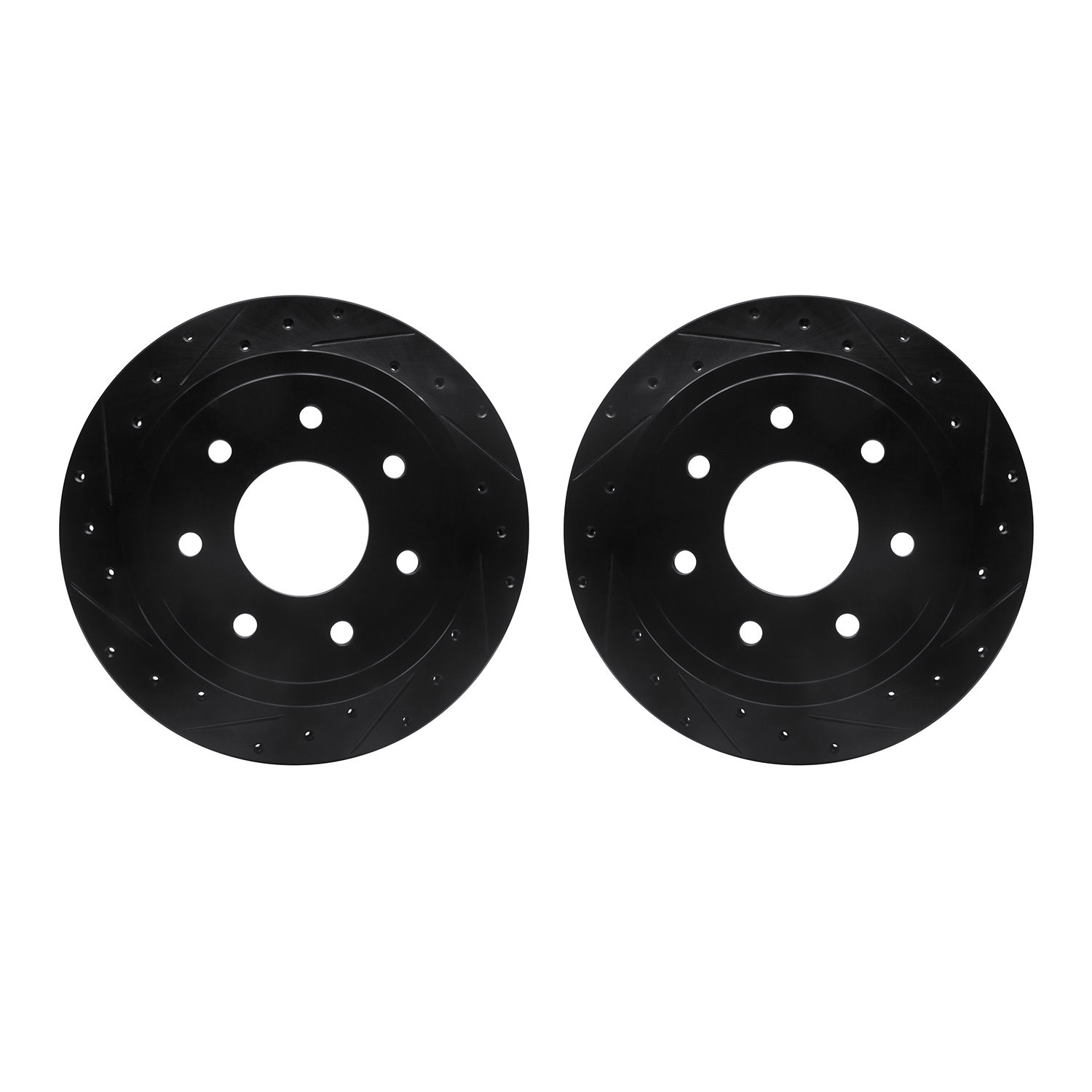 8002-54216 Drilled/Slotted Brake Rotors [Black], 2004-2011 Ford/Lincoln/Mercury/Mazda, Position: Rear