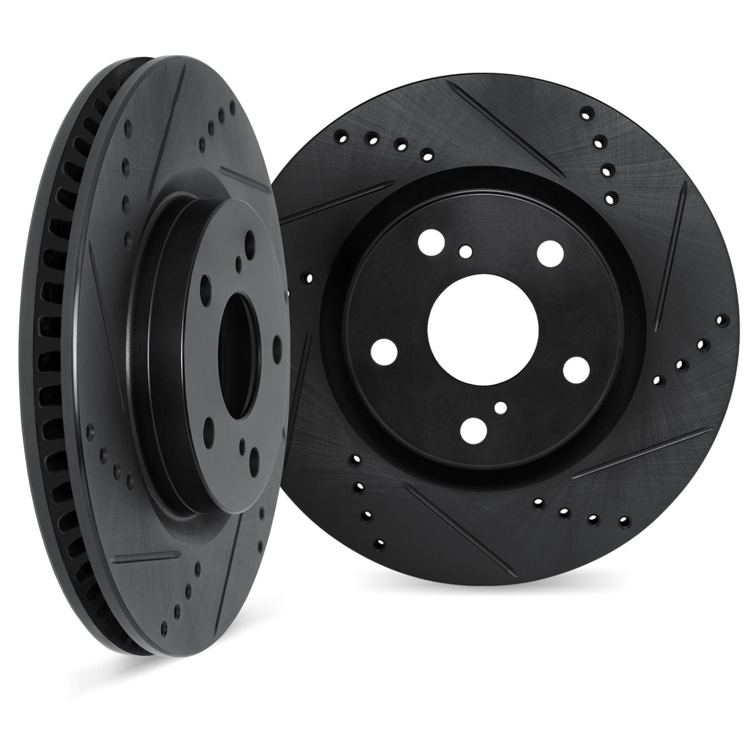 8002-56005 Drilled/Slotted Brake Rotors [Black], 1990-1991 Ford/Lincoln/Mercury/Mazda, Position: Front