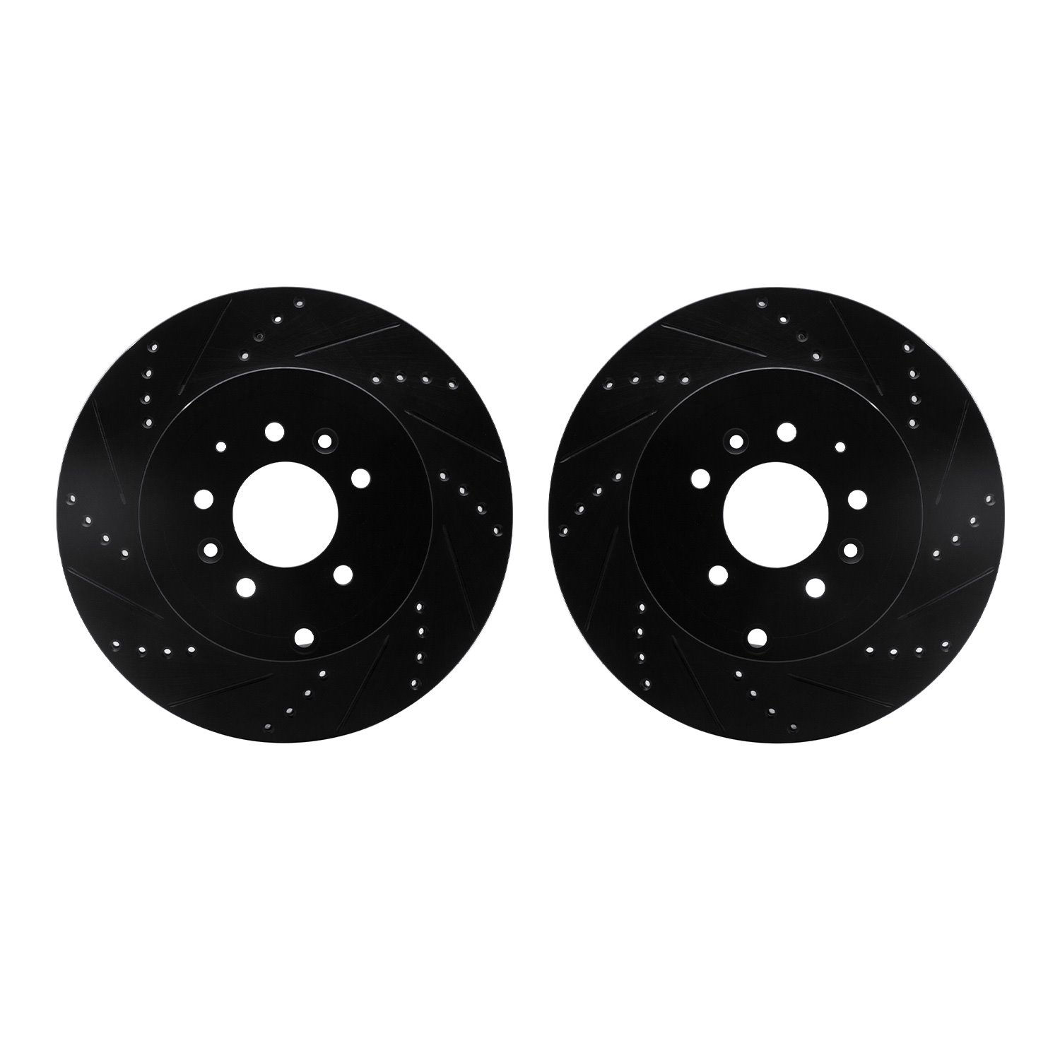 8002-80072 Drilled/Slotted Brake Rotors [Black], 2007-2015 Ford/Lincoln/Mercury/Mazda, Position: Rear