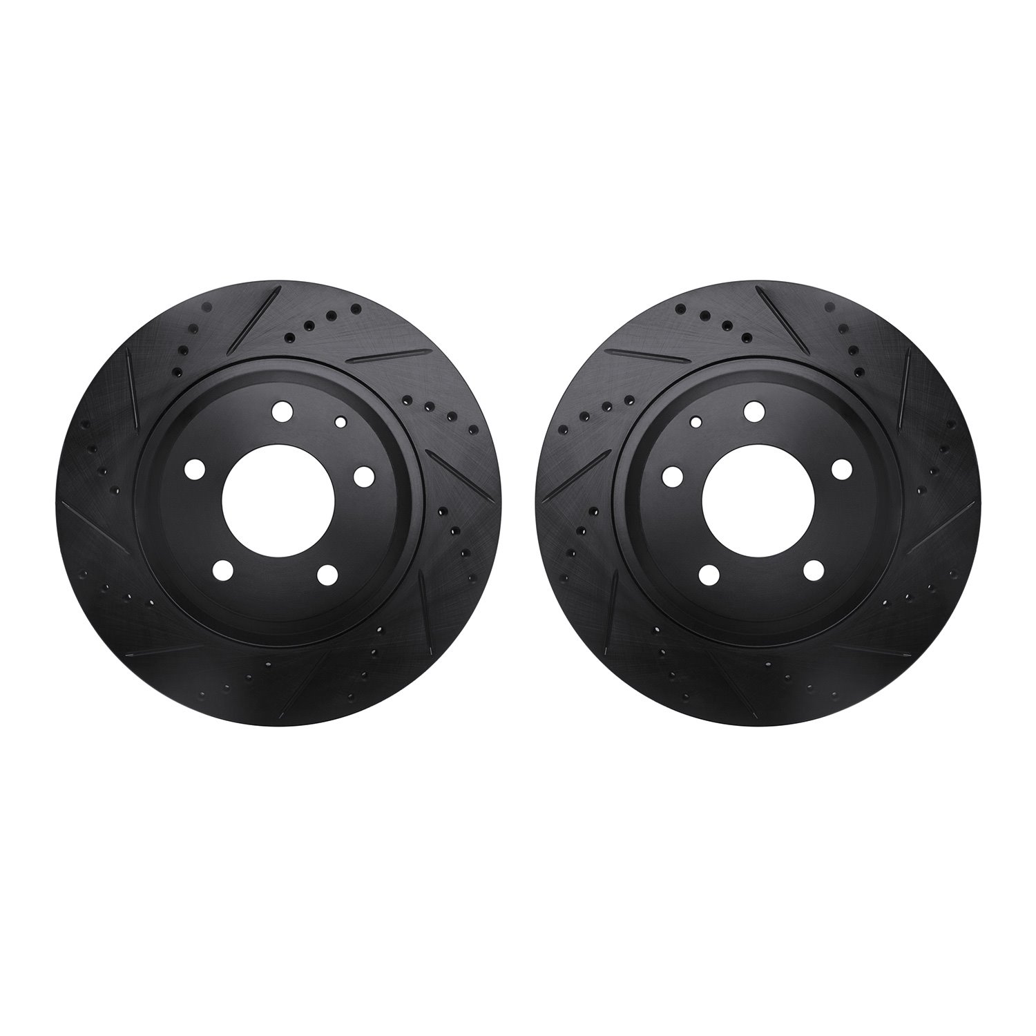 8002-80083 Drilled/Slotted Brake Rotors [Black], 2004-2011 Ford/Lincoln/Mercury/Mazda, Position: Rear