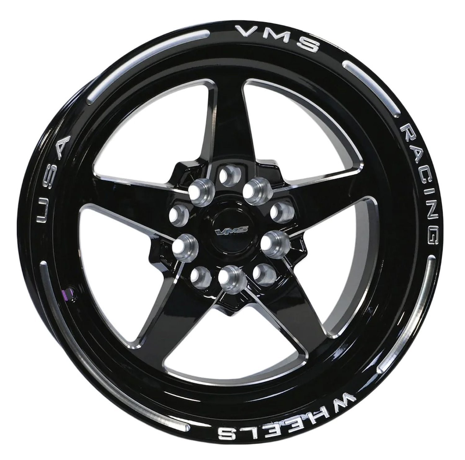 VWST010 V-Star Wheel, Size: 17" x 9", Bolt Pattern: 4 x 100 mm & 4 x 4 1/2" (114.3 mm) [Finish: Gloss Black Milled]