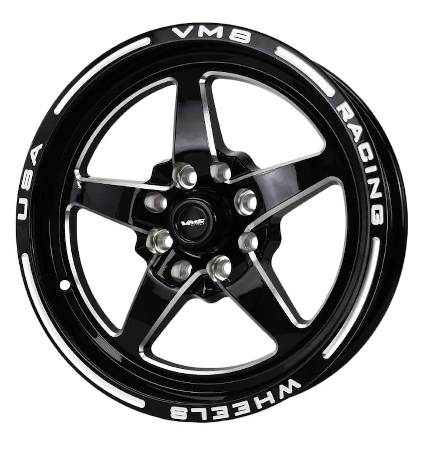 VWST055 V-Star Wheel, Size: 15" x 3.5", Bolt Pattern: 5 x 4 3/4" (120.65 mm) [Finish: Gloss Black Milled]