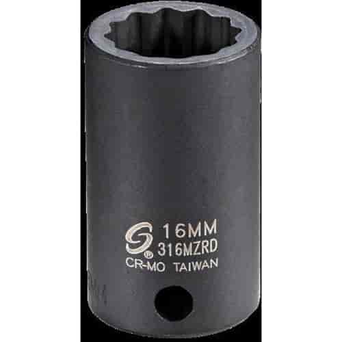 16mm 12-Point Semi-Deep Impact Socket 3/8" Drive