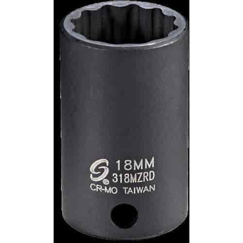 18mm 12-Point Semi-Deep Impact Socket 3/8" Drive