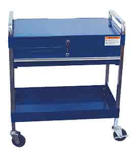 Service Cart with Locking Top & Drawer Blue