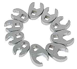 10pc. Fully Polished Metric Flare Nut Crowfoot Wrench Set 3/8" Drive