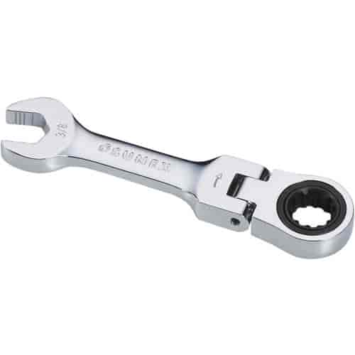 3/8" Stubby Flex Head V-Groove Combination Ratcheting Wrench