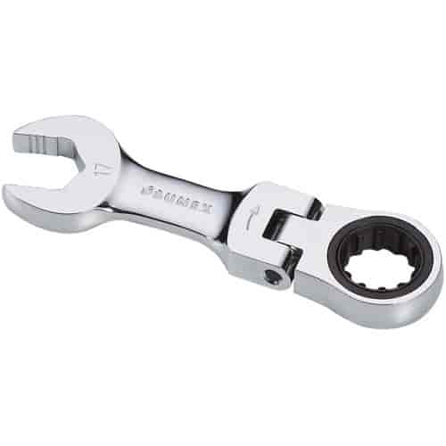 17mm Stubby Flex Head V-Groove Combination Ratcheting Wrench