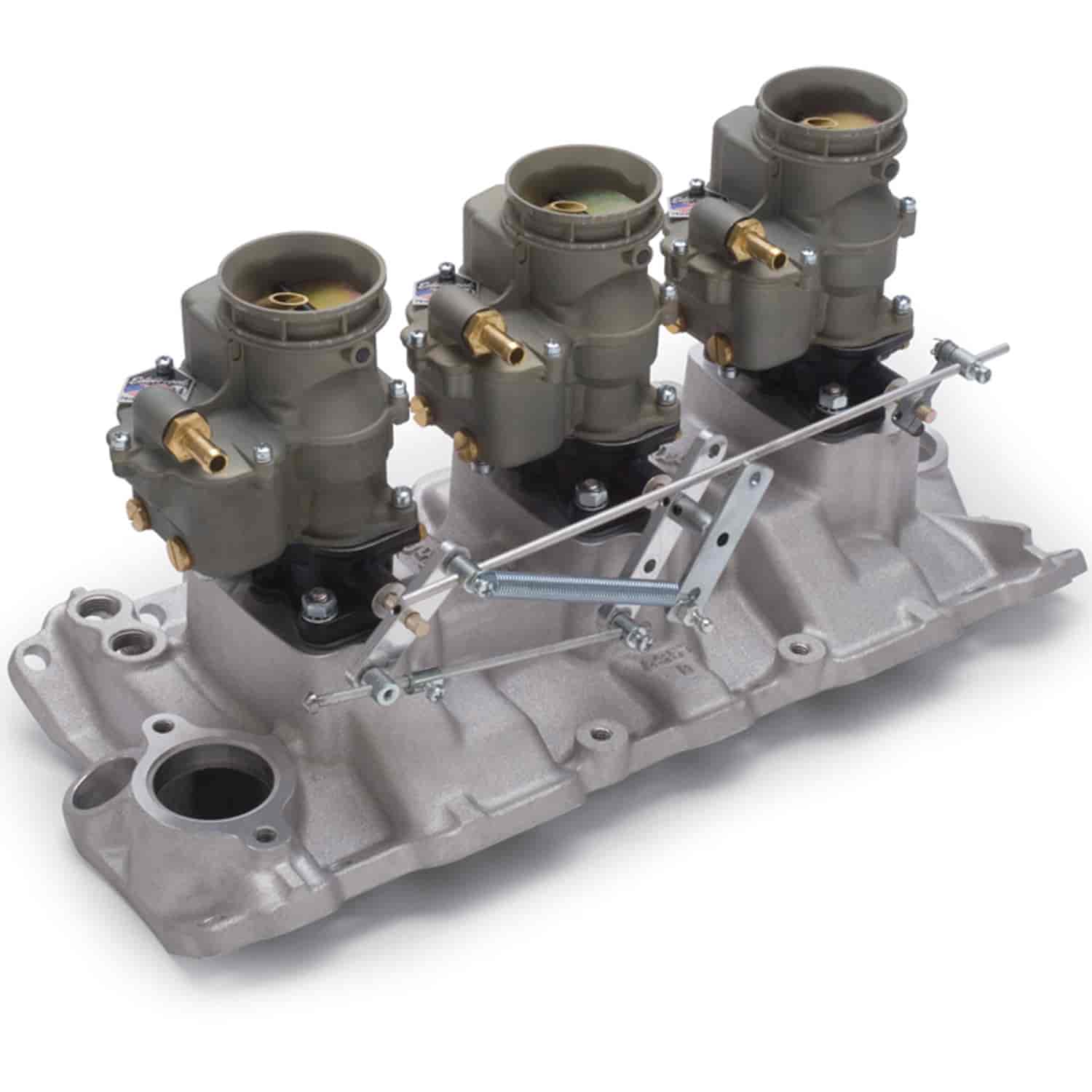 Vintage 94 Series Triple Carburetor and Manifold Kit for 1955-1986 Small Block Chevy with Vortec Heads