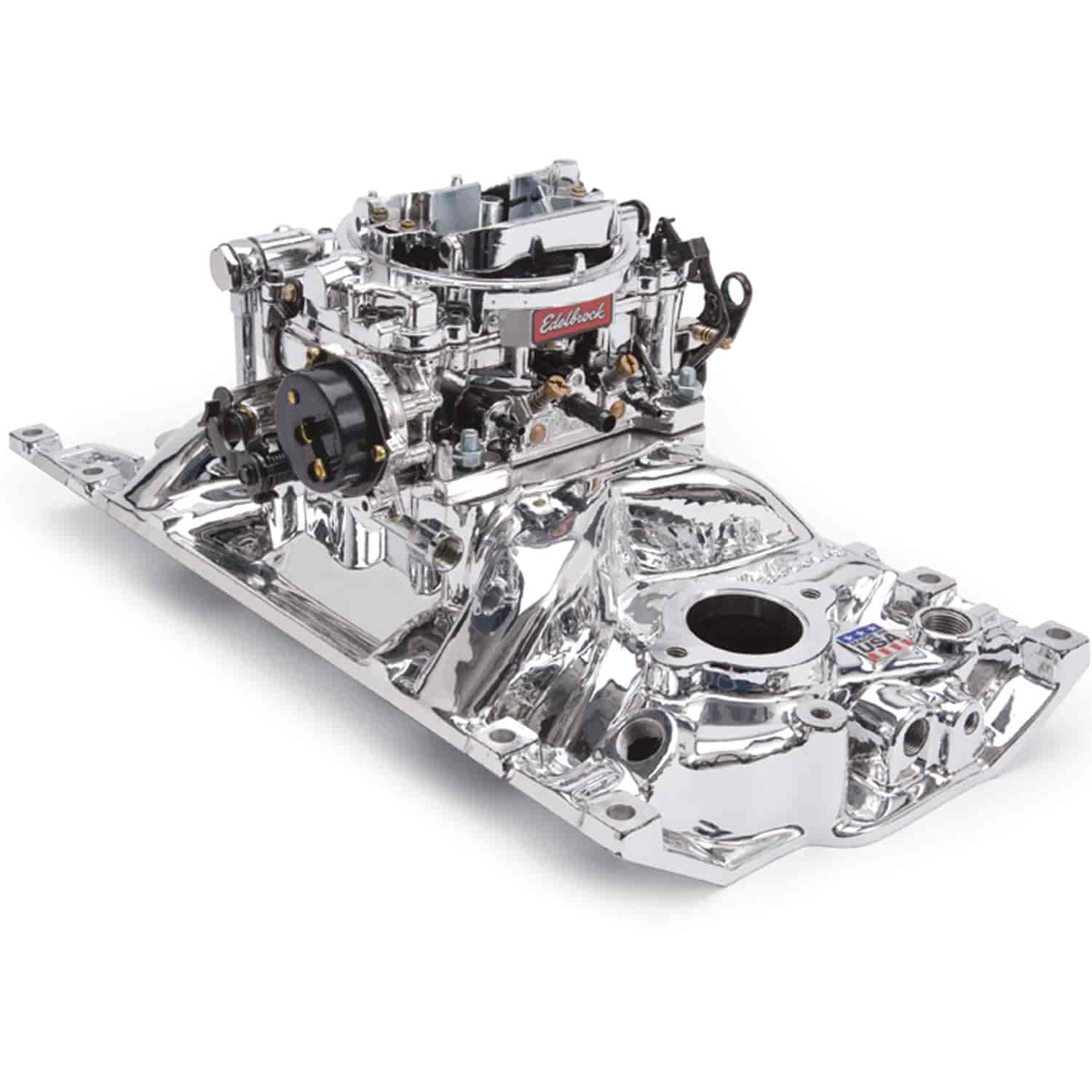 Single-Quad Performer Manifold and Carburetor Kit for Small Block Chevy Vortec/E-Tec with Endurashine Finish