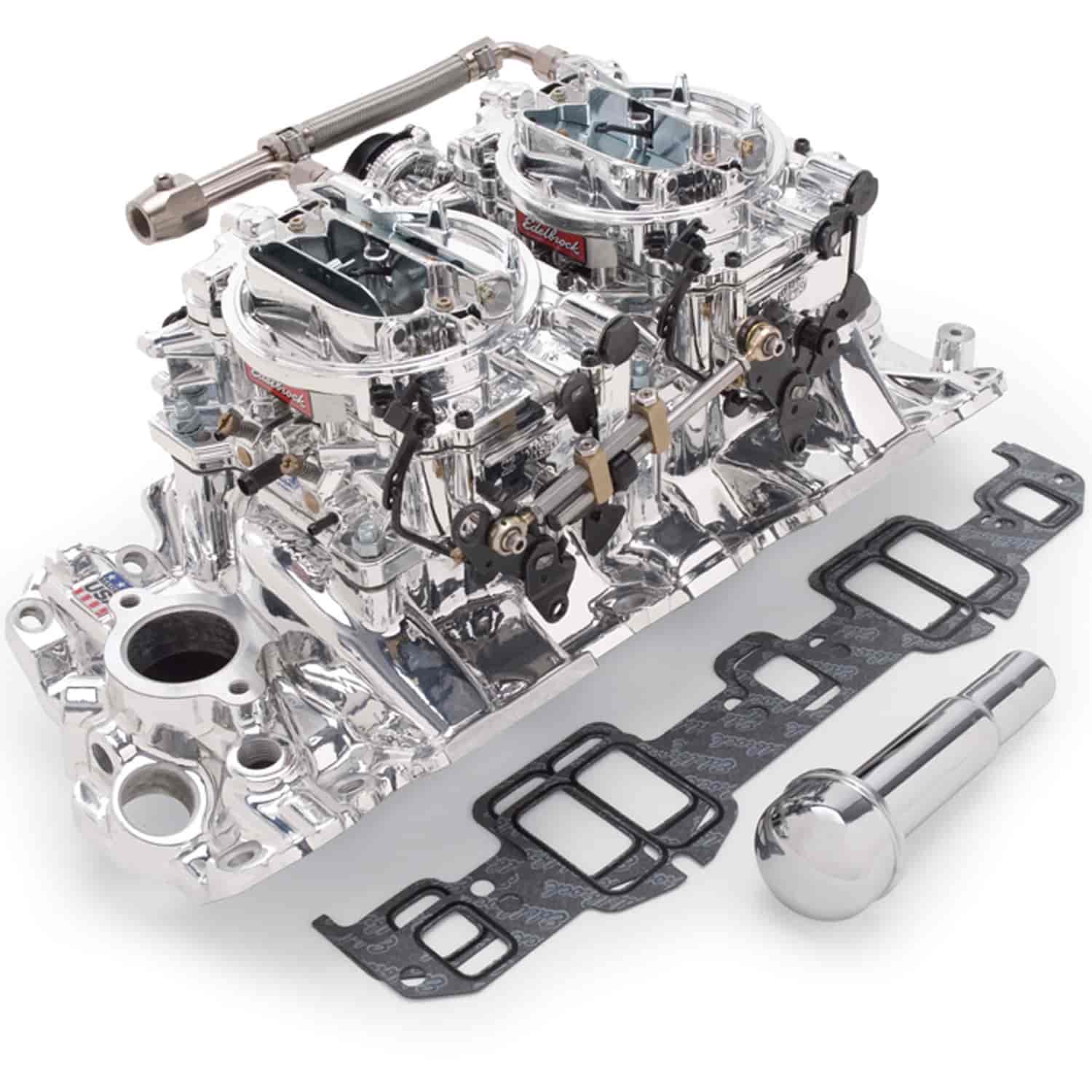 RPM Dual-Quad Manifold and Carburetor Kit for Chevy W-Series 348/409 Large Port with Endurashine Finish