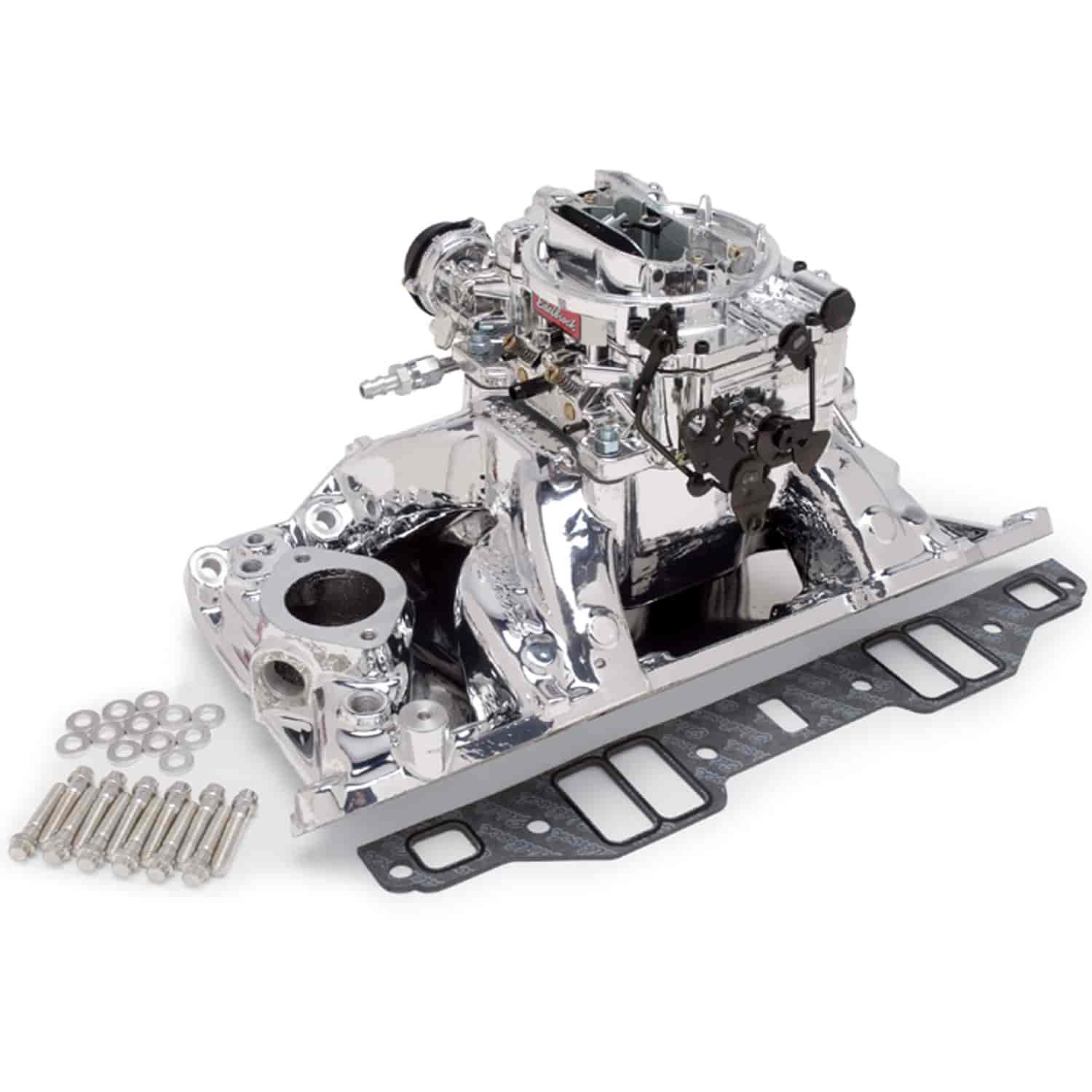 Single-Quad RPM Air-Gap Manifold and Carburetor Kit for Small Block Chrysler 340/360 with Endurashine Finish