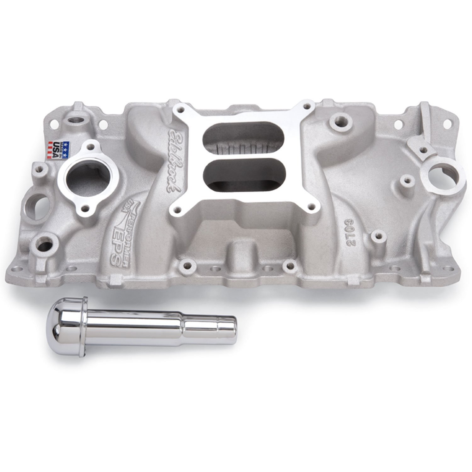 Performer EPS Intake Manifold for Small Block Chevy with Oil Fill Tube