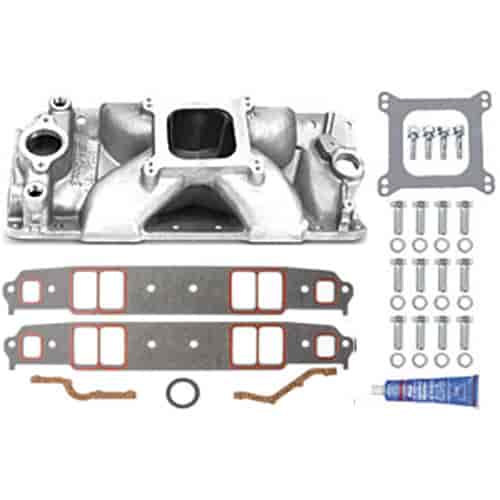 Victor E 23° Intake Manifold with Installation Kit for Small Block Chevy